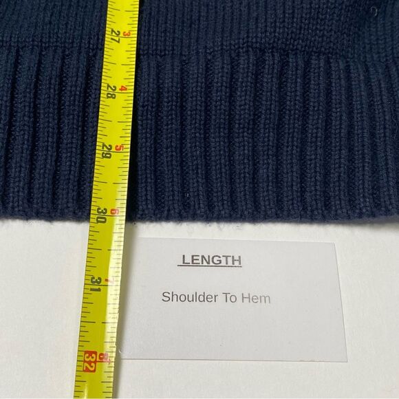 Vintage L.L Bean 100% Cotton Zip Front Navy Blue Knit Cardigan Sweater Men's Lrg - Picture 12 of 14